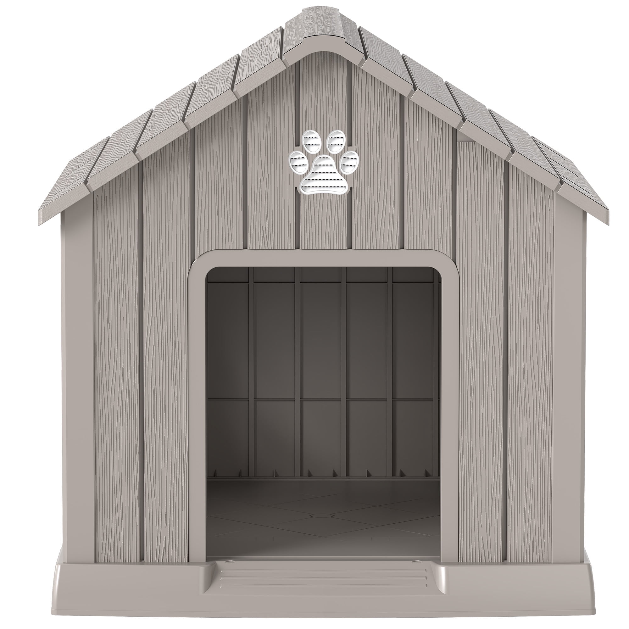 Nihsuao Dog House, Weatherproof Resin Dog House for Small Medium Dogs with Air Vents & Windows, Elevated Floor, Pet Shelter for Indoor & Outdoor, Gray, 31" L x 33.3" W x 33.5" H