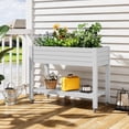 thumbnail image 1 of Nihsuao Elevated Mobile Raised Garden Bed with Storage Shelf & Lockable Wheels, Weather-Resistant HDPE Planter Table for Patio, Herb & Vegetable Growing, White, 1 of 7