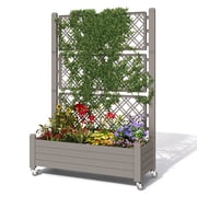 Nihsuao Mobile Trellis Planter Box, Weather-Resistant HDPE Raised Garden Bed for Climbing Plants, Patio & Balcony Vertical Gardening, Gray