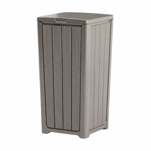 Nihsuao Outdoor Trash Can with Lid, Waterproof Resin Outdoor & Indoor Garbage Can, Large Kitchen Trash Can for Patio, Garage, Pool, Garden, Gray