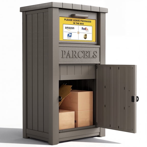 Nihsuao Package Delivery Box Outdoor with Lockable Secure, Waterproof & UV-Resistant, Anti-Theft Parcel, Large Double Wall Resin Outdoor Deck Box for Porches, Patios, Curbside, Gray