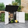 thumbnail image 1 of Nihsuao Store-It-Out Midi Horizontal Durable 36 Cu.ft Resin Outdoor Storage Shed With Heavy Duty Floor and Locking Latch, for Lawnmowe, Garden Tools, Black & White, 1 of 7