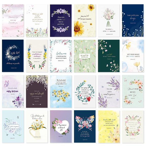 Nihuecne 24 Pack Floral Religious Thinking of You Cards with Envelopes