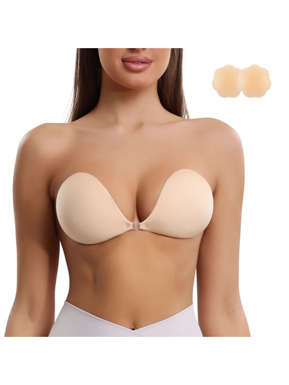 Adhesive Bra Strapless Sticky Bra Invisible Push up Lifting Sticky Boobs Multiple Colors Sizes Reusable for Backless Dress