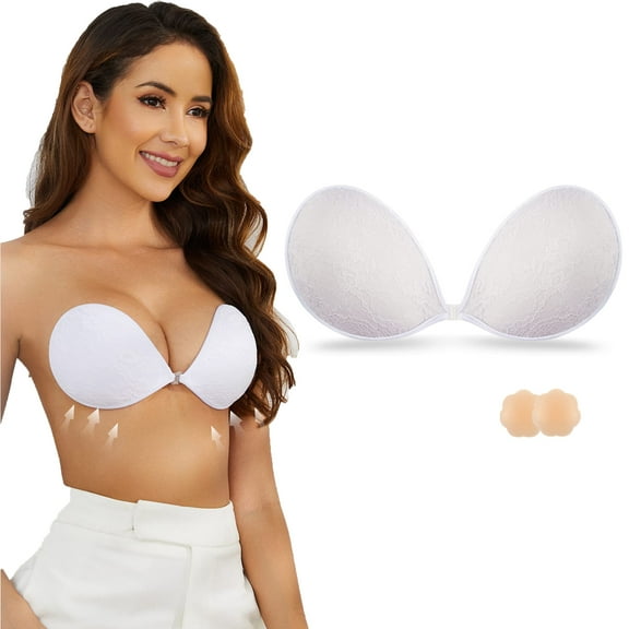 Niidor Adhesive Bra Backless Strapless Sticky Bra Invisible Push up Lifting boobs Bras for Backless Dress with Nipple Covers