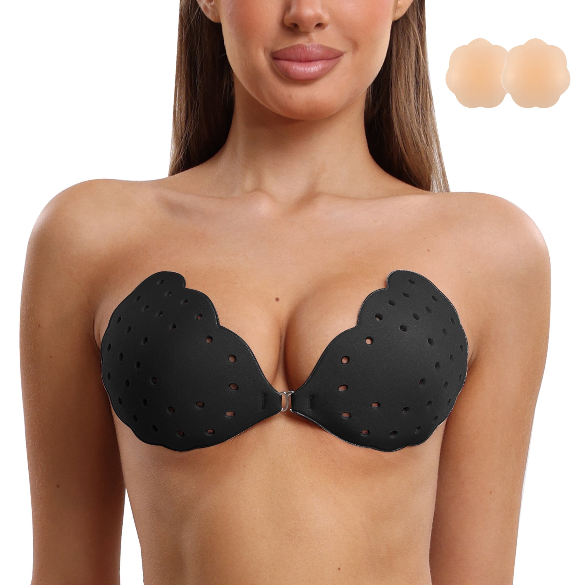 sticky bra for backless dress Niidor Adhesive Strapless Bra Invisible Push up Lifting Sticky Boobs Multiple Colors Sizes Reusable or date nights! Low Back Dresses Firerie Summer Vacation Women's Size:XS 6