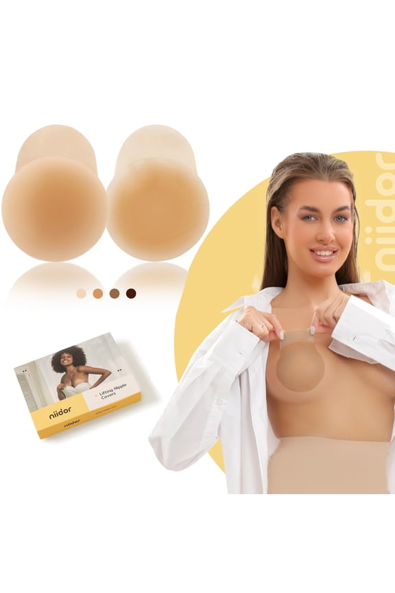 Silicone Nipple Covers with Breast Lift Tape, Reusable Pasties for Women, Includes Travel Case