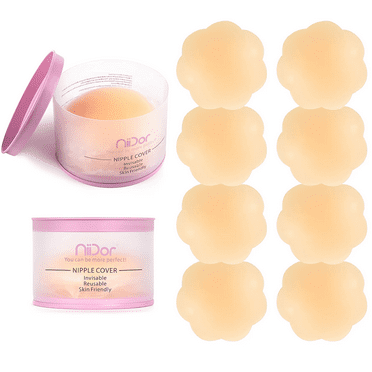 Niidor Reusable Nipple Covers for Women 4 Pairs Adhesive Silicone Pasties Nipple Covers with Case