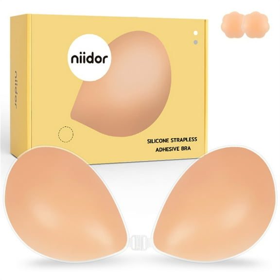 Niidor Sticky Bra Strapless Adhesive Bra Invisible Push up Silicone Bra for Women Sticky Boobs for Backless Dress with Nipple Covers