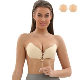 Niidor Women's Reusable Sticky Push-up Bra Backless Strapless Silicone Bra  with Nipple Covers Wedding 