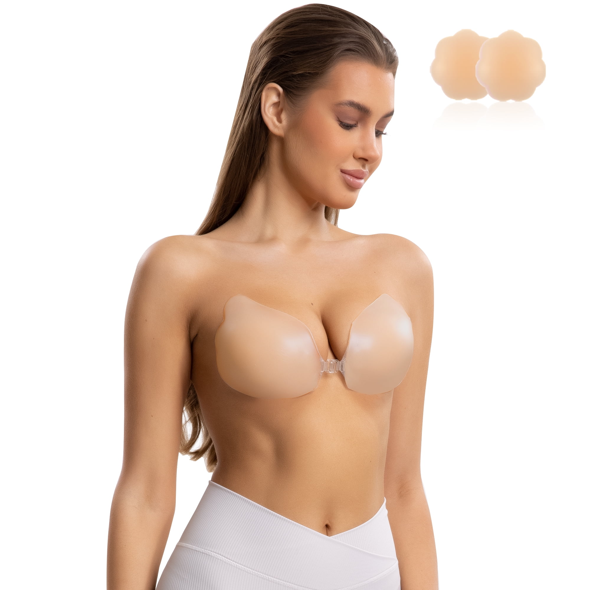 Lingerie Solutions Women's Silicone Skin Adhesive Backless Strapless Bra  Clear 