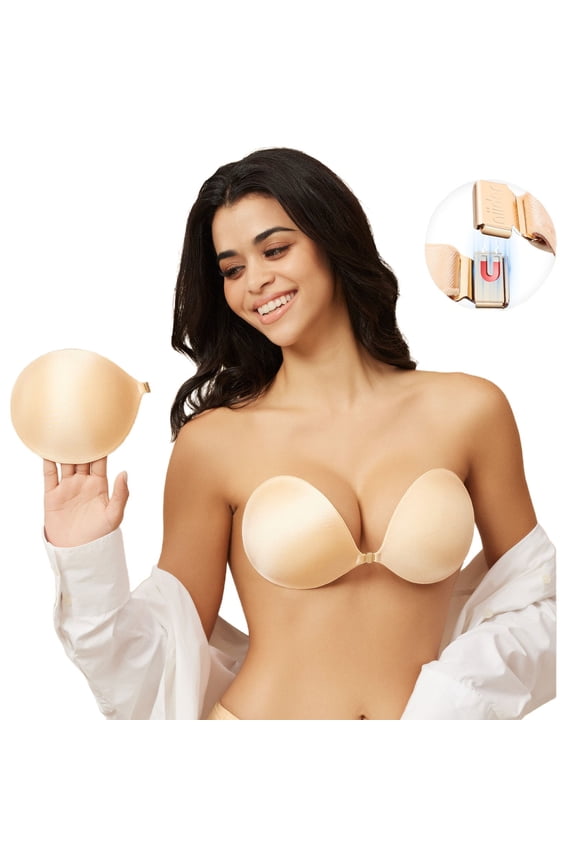 Women's Reusable Sticky Push-up Bra Backless Strapless Silicone Bra 2025 Upgraded Magnetic Clasp Bras