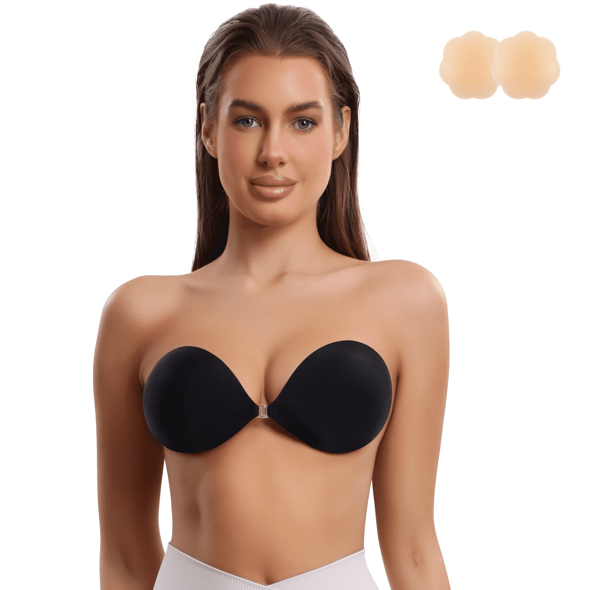 Niidor Women's Reusable Strapless Pushup Invisible Adhesive Bra with
