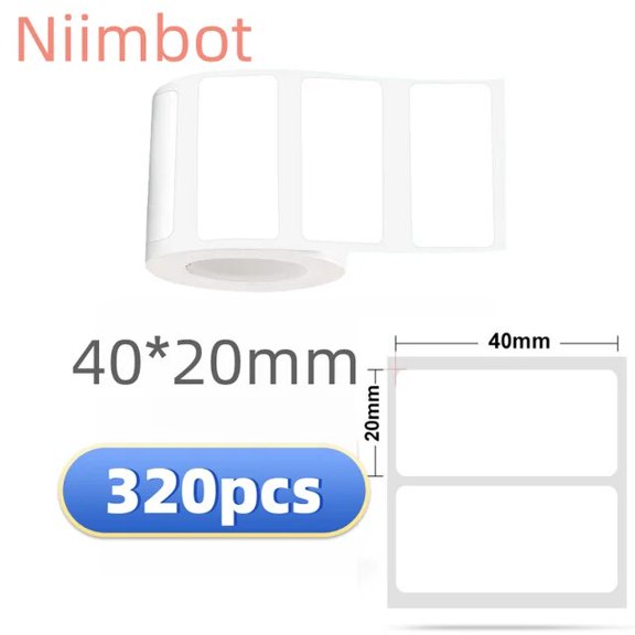 Niimbot B21/B1/B3S Thermal Label Sticker Paper Printable White 20-50mm Width Clothing Tag Commodity Price Food Self-Adhesive white 40x20