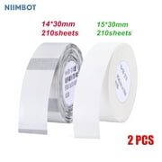 Niimbot Thermal Label Paper, Barcode Price Name Blank Labels Waterproof 15×30 &14×30mm 210sheets/Roll, 2Pcs-C style