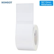 Niimbot White Blank Thermal Printing Paper Roll Barcode Price Size Name Label Paper Waterproof Oil-Proof Tear Resistant 30*15mm 460sheets/roll for B3S/B11 Thermal Printer for Home Organizer Supermarke