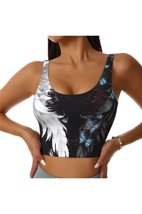 Butterfly Angel Wings Art Print Sports Bra for women Adjustable Straps High Support With Breast Pads Workout Tank Top-Medium