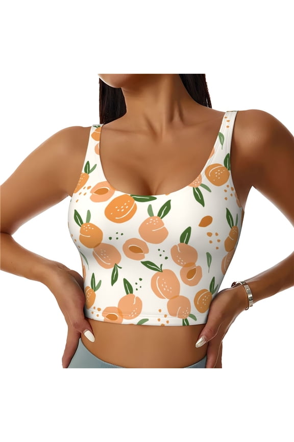 Peaches Print Sports Bra for women Adjustable Straps High Support With Breast Pads Workout Tank Top-Medium