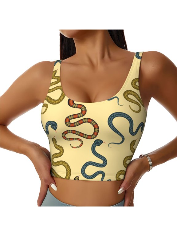 Various Snake Print Sports Bra for women Adjustable Straps High Support With Breast Pads Workout Tank Top-Medium