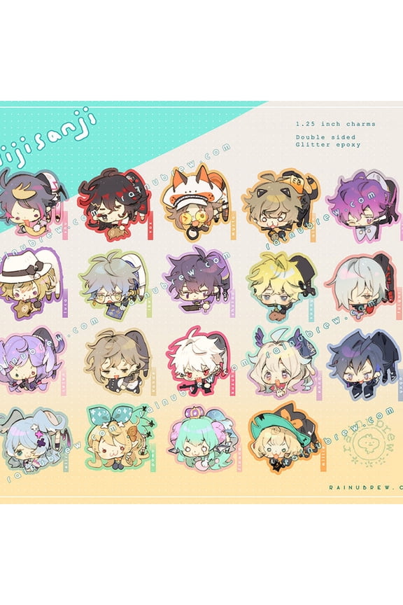 Nijisanji EN Vtuber | 1.25 inch Charms Keychains | Luxiem + LazuLight + Noctyx (1 keychain)