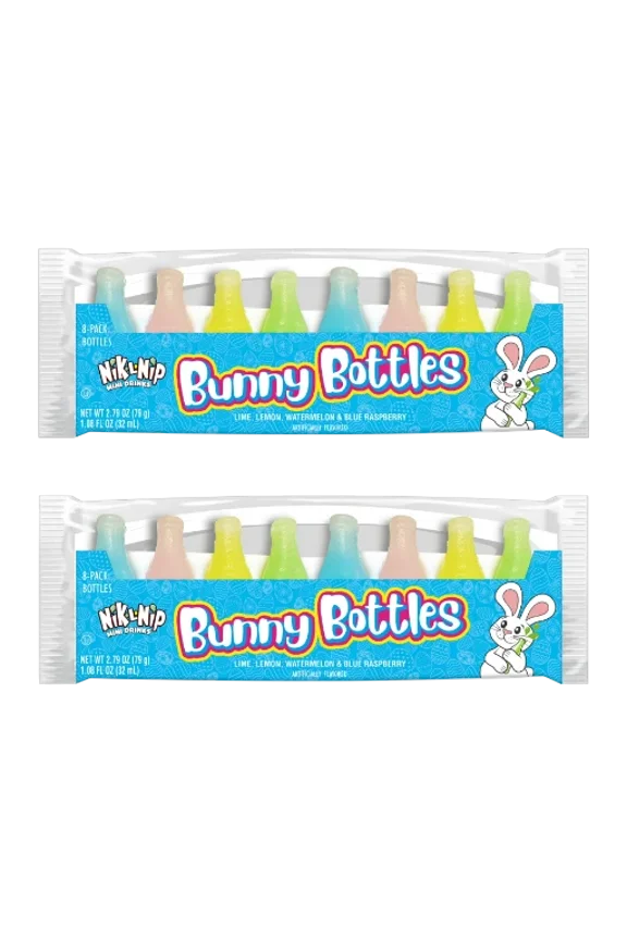 Bunny Bottle Candy, Mini Drinks Assorted Flavors, 8 Count, 2 Pack