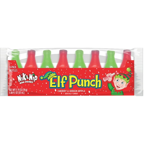 Nik-L Nip Elf Punch Mini Drinks, Green Apple and Cherry, 8 Pack