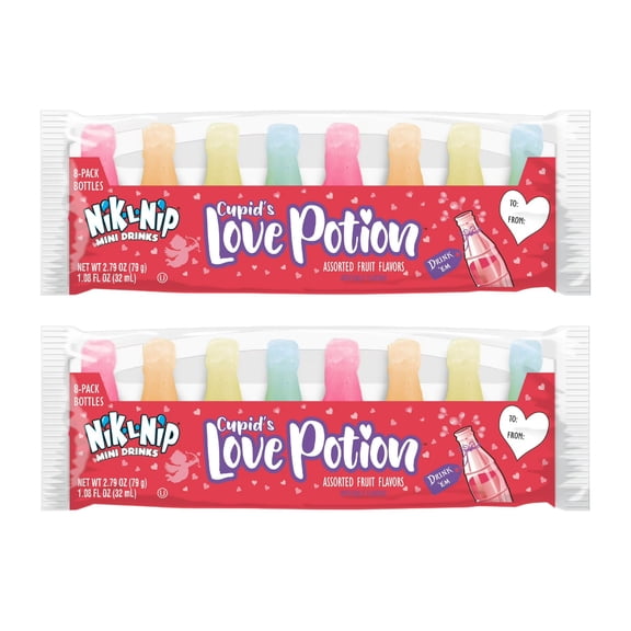 Nik-L-Nip Love Potion Valentine Mini Drinks Wax Bottles, 2 Pack