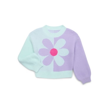 Nik & Leksi Girls Graphic Color Blocked Pullover Sweater, Sizes 4-16