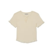 NIK AND LEKSI Nik & Leksi Girls Short Sleeve Lace Up Handkerchief Top, Sizes 4-16