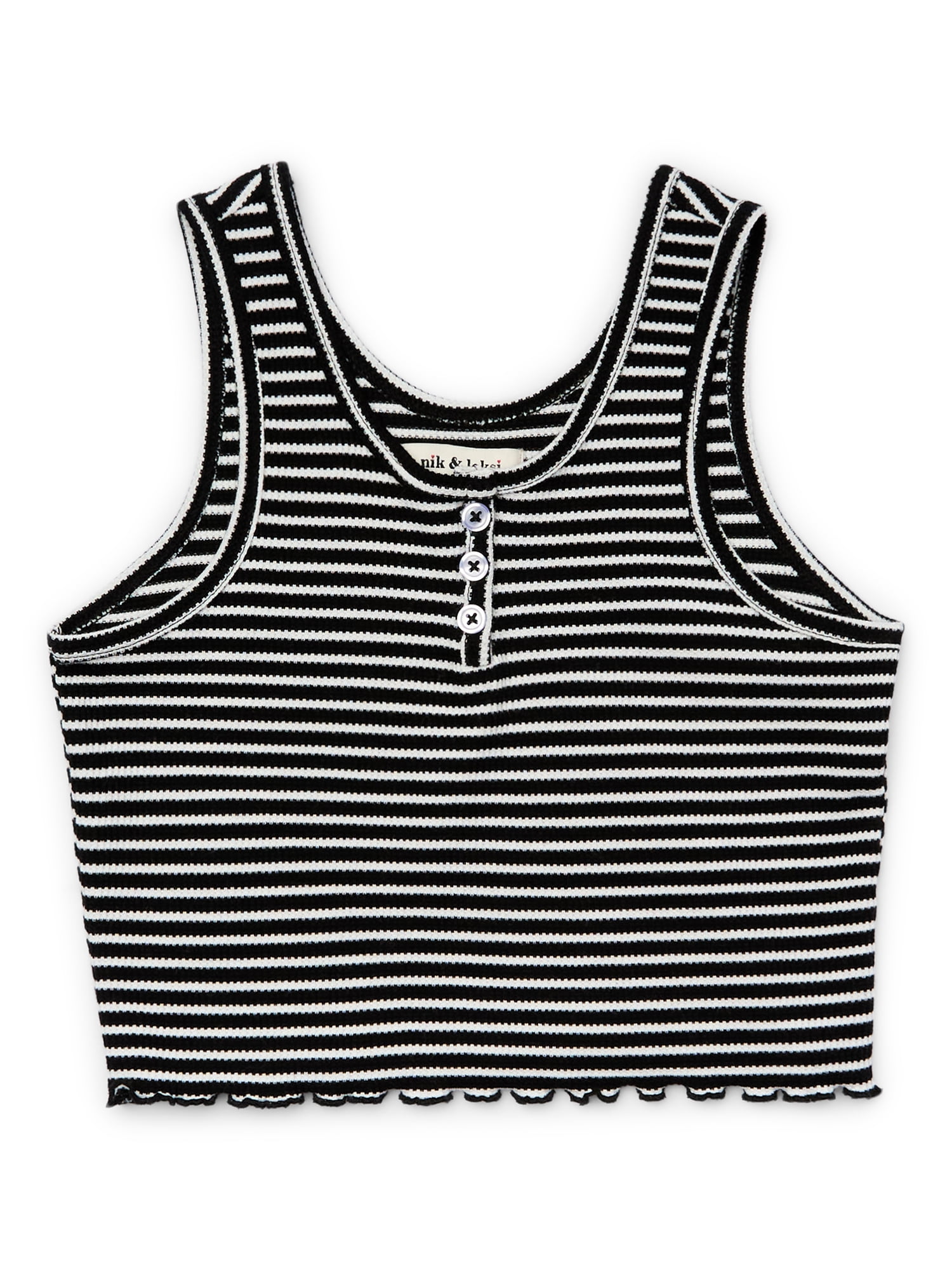 Nik & Leksi Girls’ Stripe Thermal Henley Tank Top, Sizes 7-18 - Walmart.com