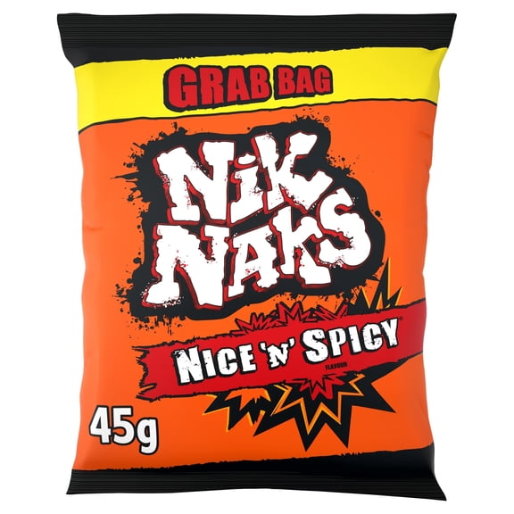Nik Naks Nice 'N' Spicy Grab Bag Crisps 45G, Imported from Britain