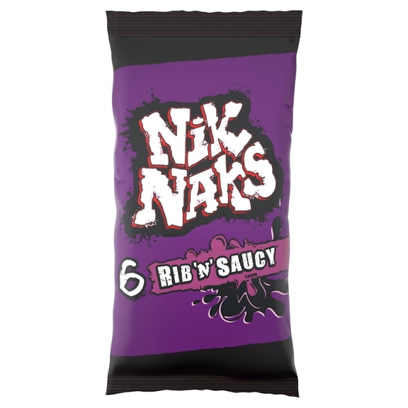 Nik Naks Rib 'N' Saucy Multipack Crisps 6x20g, Imported from Britain
