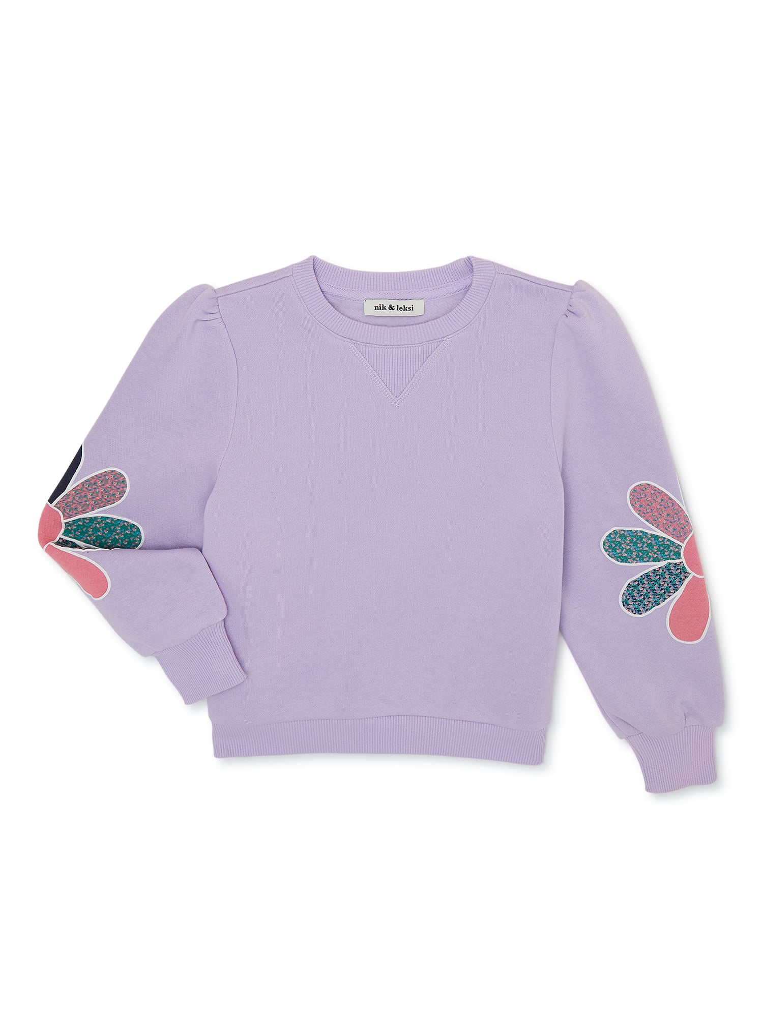 Nik and Leksi Girls Flower Patched Sweatshirt, Sizes 4-16