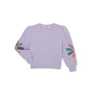 NIK AND LEKSI Girls Flower Patched Sweatshirt, Sizes 4-16
