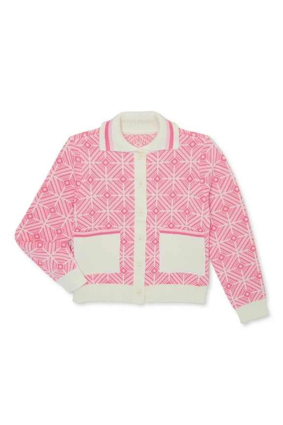 Girls Jacquard Cardigan, Sizes 4-16