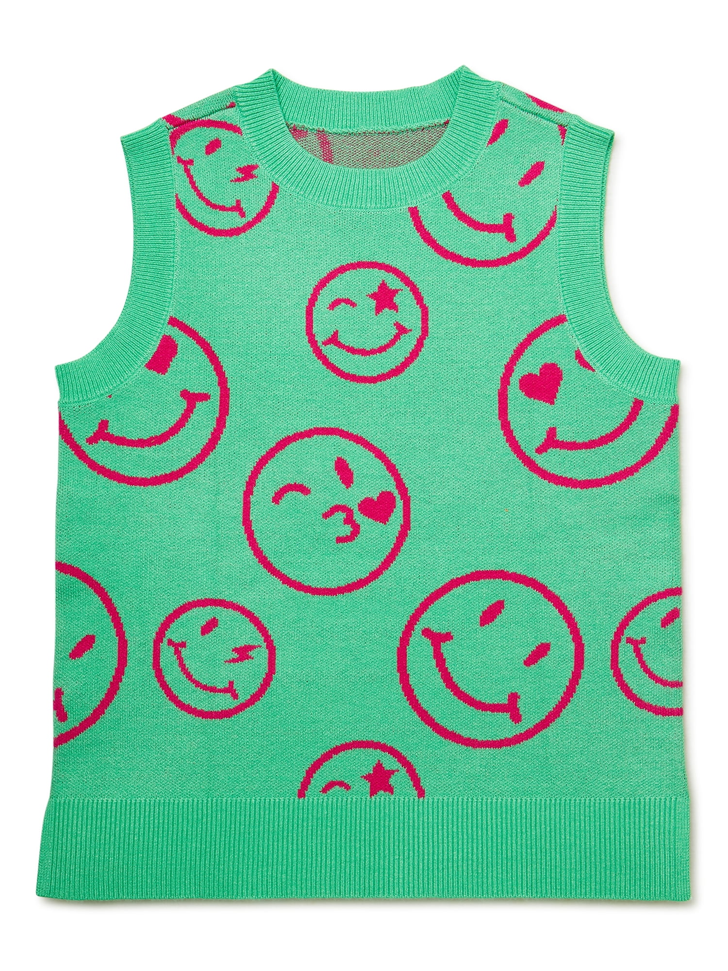 Nik and Leksi Girls Smiley Sweater Vest, Sizes 4-16