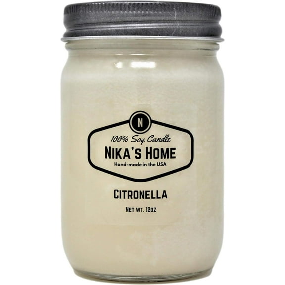 Nika's Home Citronella Soy Candle - 12oz Mason Jar