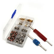 Nikauto 134Pcs Car Air Conditioning Valve Core and 2Pcs A/C R12 R134a Valve Stem Cores Remover Tool