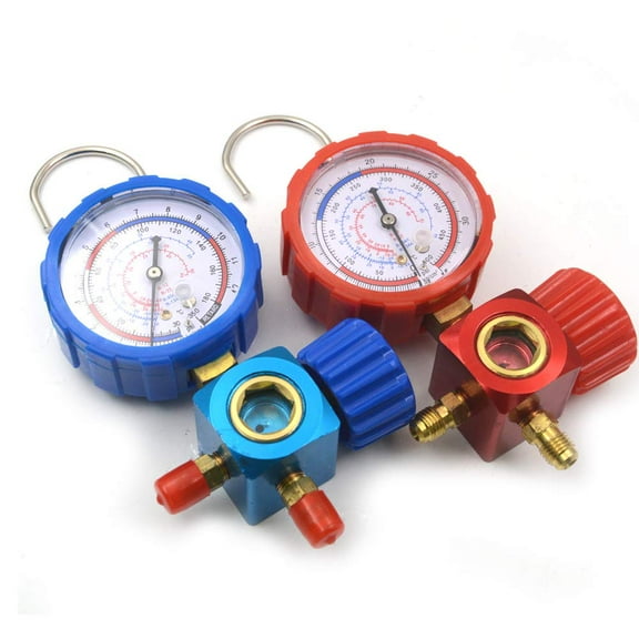 Nikauto Car Air Conditioning AC R12 R22 R404a R134a Psi Manifold Gauge Set Tool Kits High Low Pressure (Blue and Red)