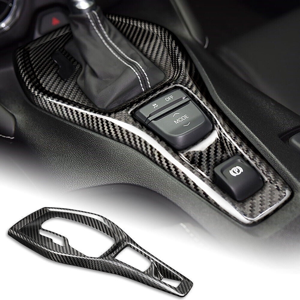 Nikauto Gear Shift Cover for Chevrolet Camaro, Real Hard Carbon Fiber Interior, Black, New