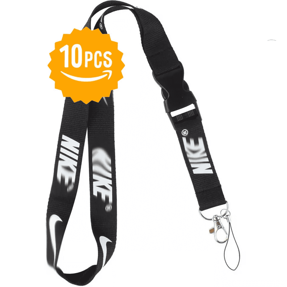 Nike 10 Pieces Set Lanyard Detachable Keychain Badge ID 10 Pack Black Durable and Stylish Lanyards for Keys Badges and IDs Walmart Business Supplies