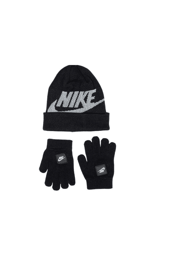 2 Piece Gift Set, Beanie Hat and Gloves, Black, Sparkle Silver, Kid's 4-7
