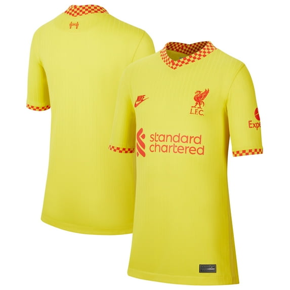 Nike 2021-22 Liverpool Youth Third Jersey - Yellow YM