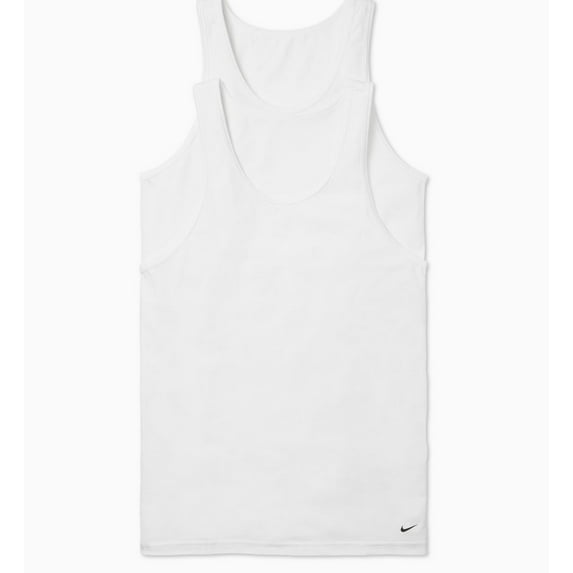Nike 2Pk Tank Evdy Cotton Stretch Mens Active Shirts & Tees Size XL, Color: White