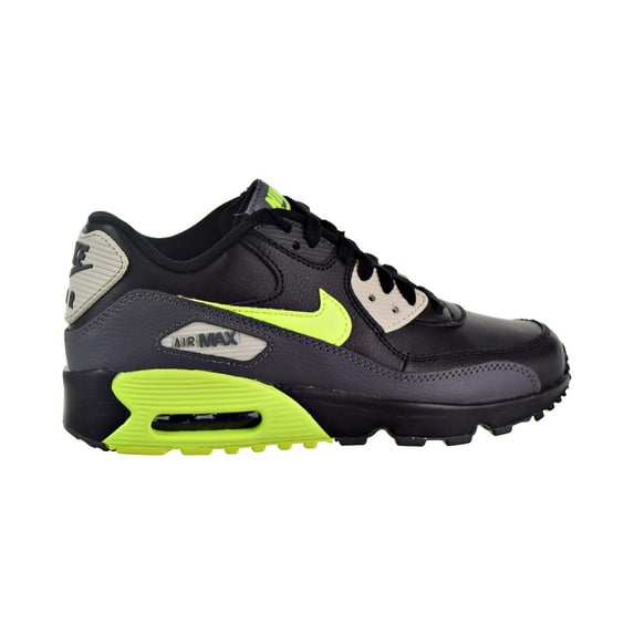Nike 833412-023: Big Kids' Air Max 90 Leather Shoes Dark Grey/Volt Black Sneaker (6 M US Big Kid)
