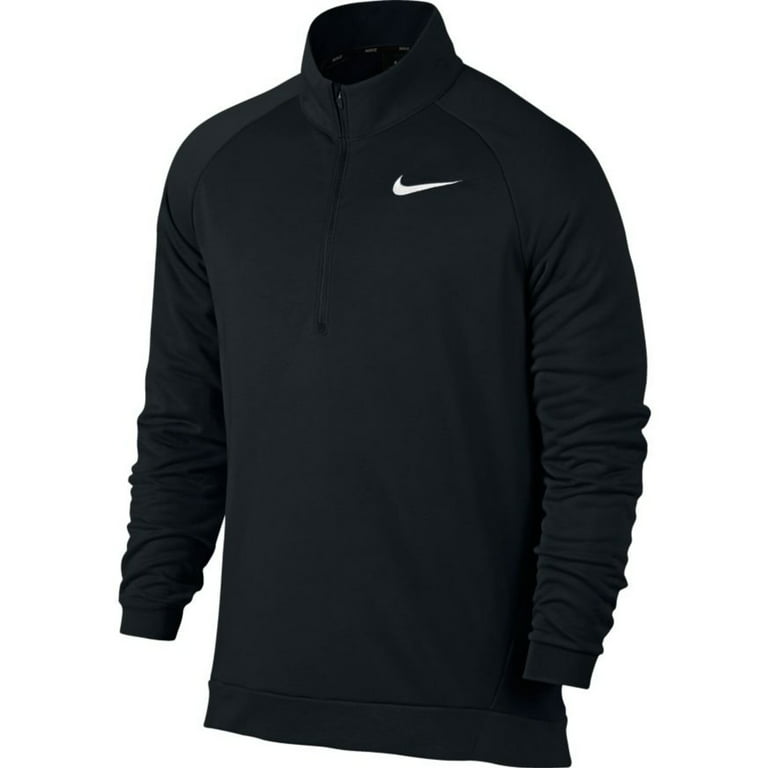 Nike 860477-010: Mens Fleece Long Sleeve Quarter Zip Black White Shirt