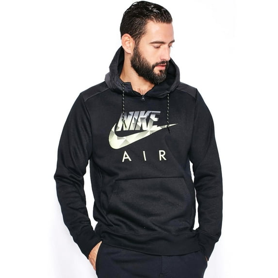 Nike AW77 Air Fleece MX Men's Hoodie Black-Citron 678536-010