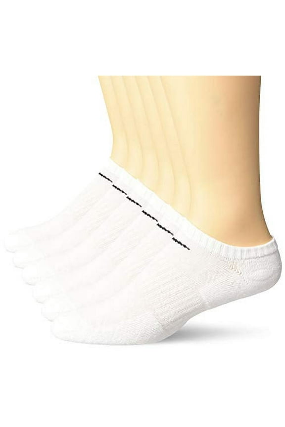Nike Adult's Cotton Cushioned No Show Socks, White (6)