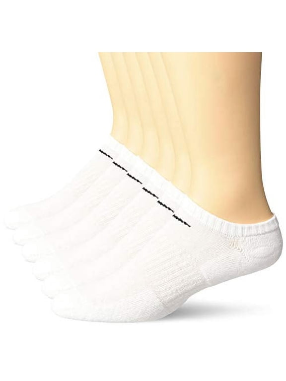 Nike Adult's Cotton Cushioned No Show Socks, White (6)