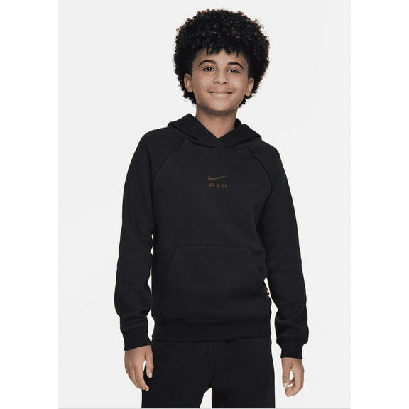 Nike Air Big Kids Logo-Print Brushed Fleece Hoodie - Black